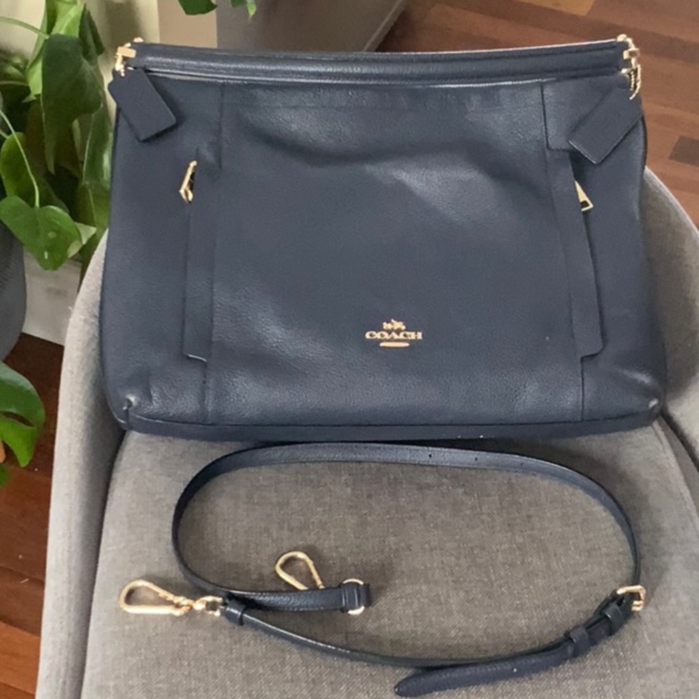 Coach Navy Blue Leather Shoulder Bag